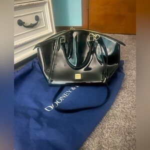 Dooney & Bourke bag large solid black patent leather domed satchel crossbody